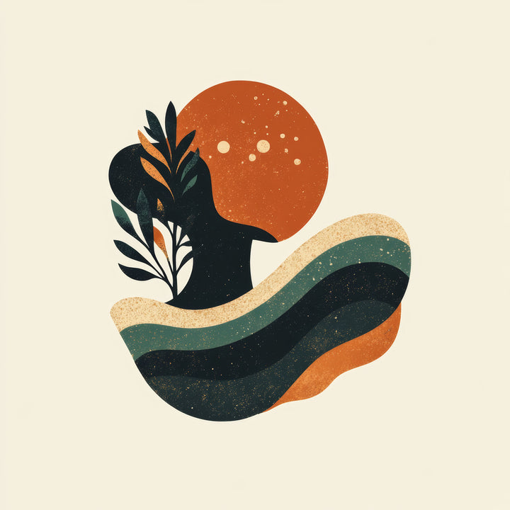 Wadi Home abstract organic shapes wall art print in earthy tones with fluid forms, modern sophistication.