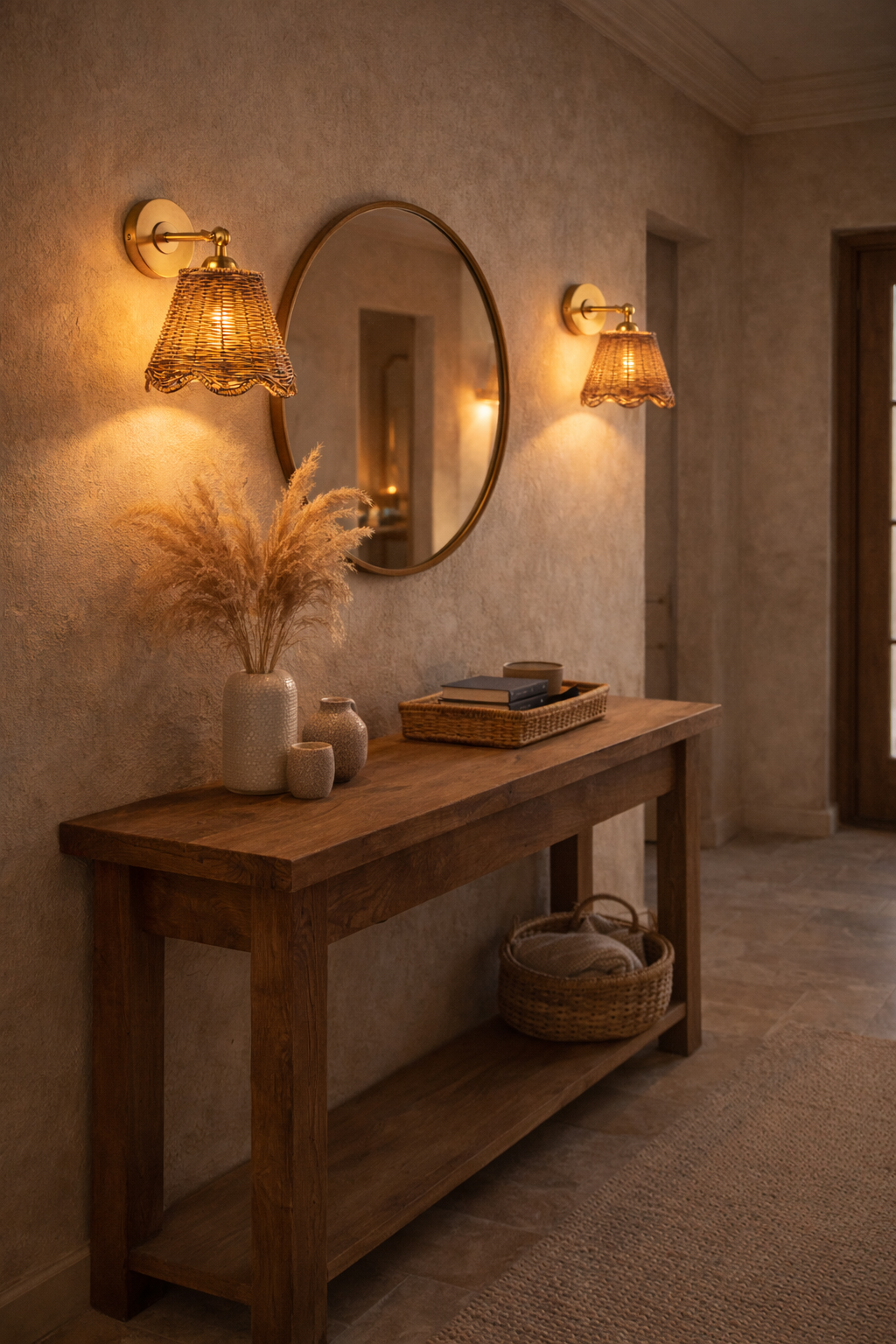Woven Rattan Wall Sconce