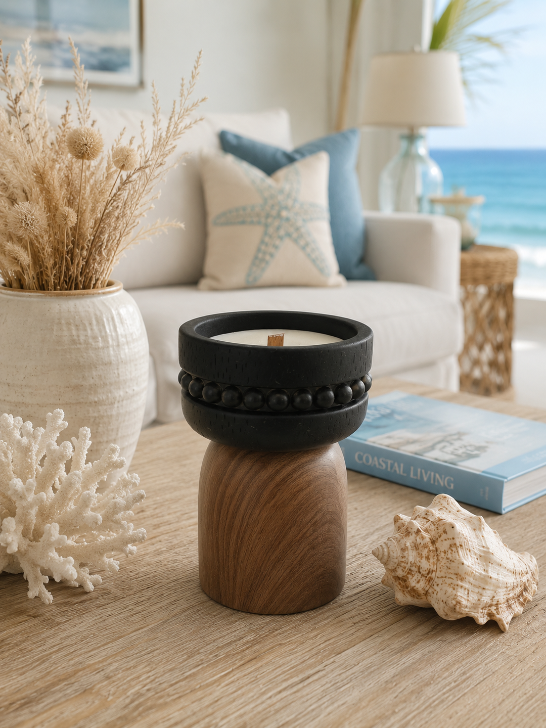 Modern Wooden Pedestal Candle Holder