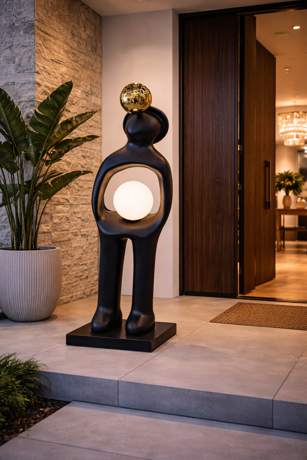 Modern Sculpture LampModern Sculpture Lamp with Dual Globe DesignThis artistic sculpture lamp features a modern design with a sleek black finish and dual globe lights. Perfect for adding a decorative touch to your space, it functiFloor LampsWadi Home