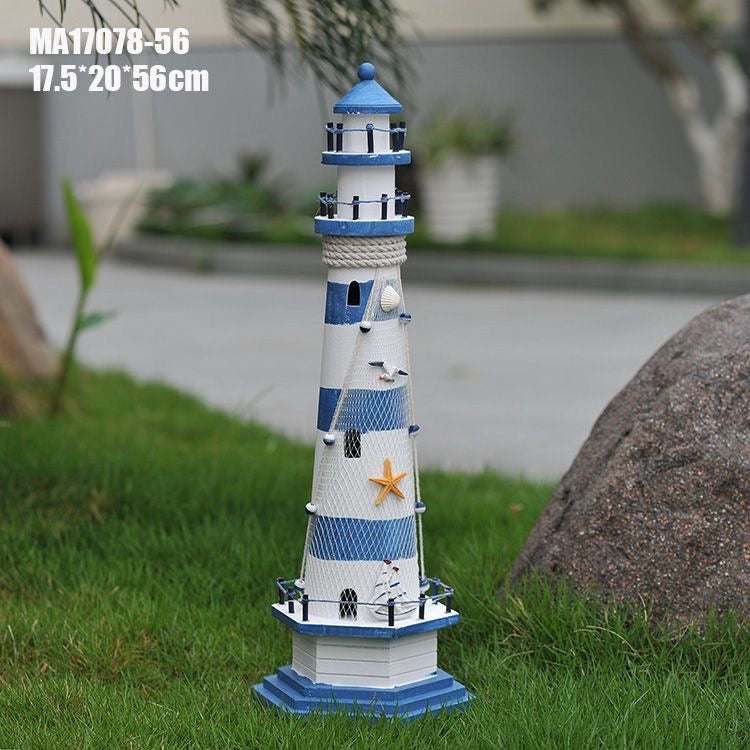 Outdoor lighthouse coastal decor ornament for garden or patio decoration