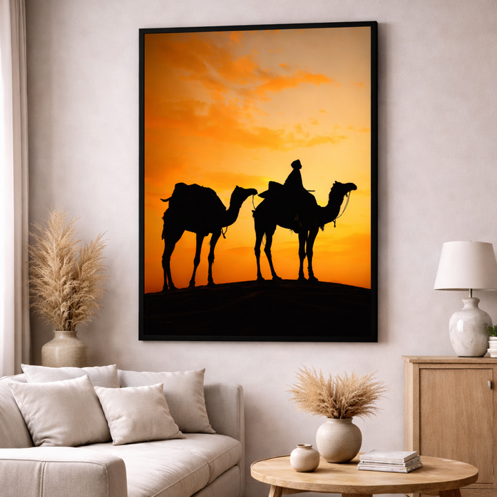 Camel Caravan Sunset Canvas