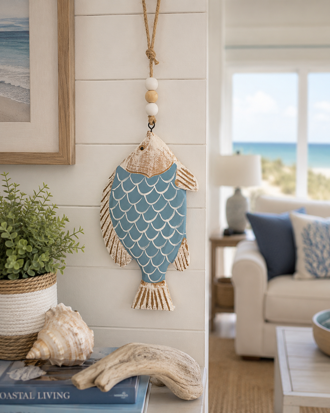 Blue Hanging Fish Wall DÃ©cor