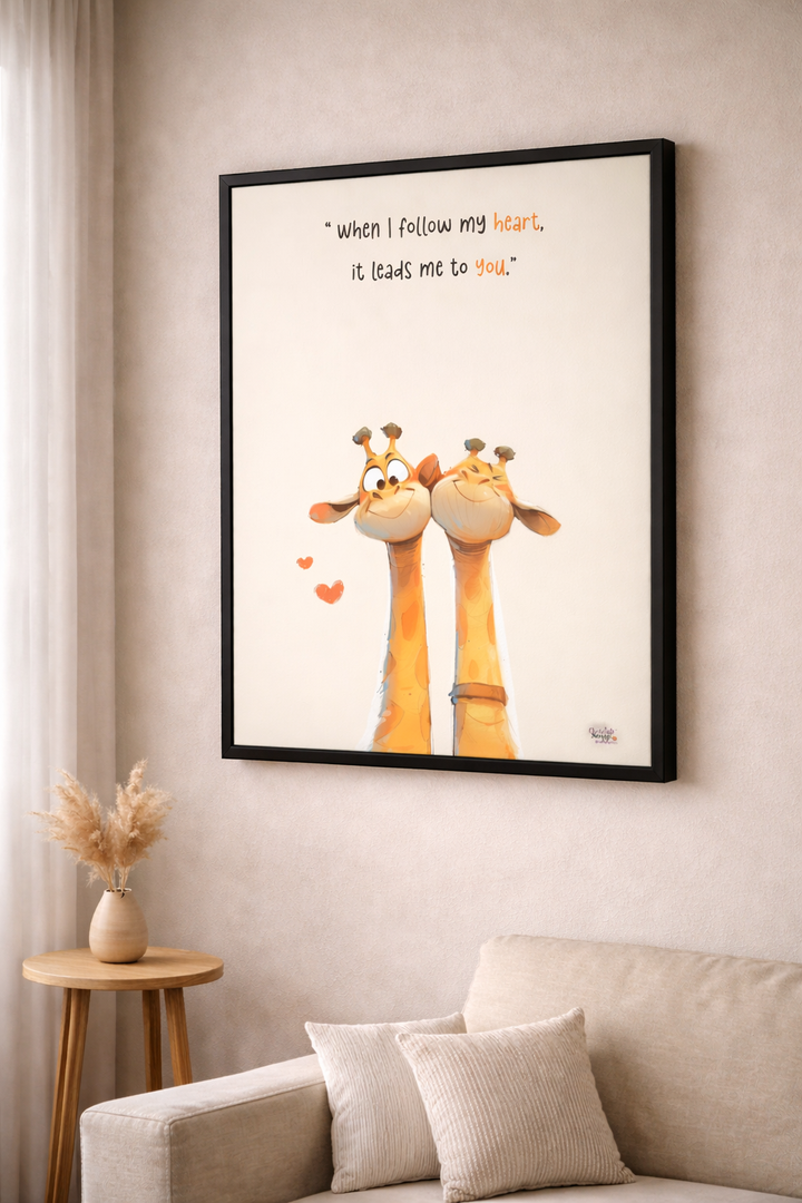 Whimsical Giraffe Love Quote Canvas Wall Art