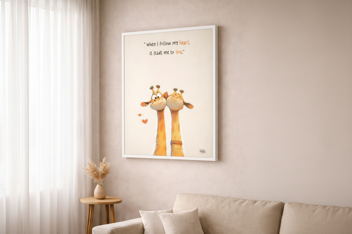 Whimsical Giraffe Love Quote Canvas Wall Art