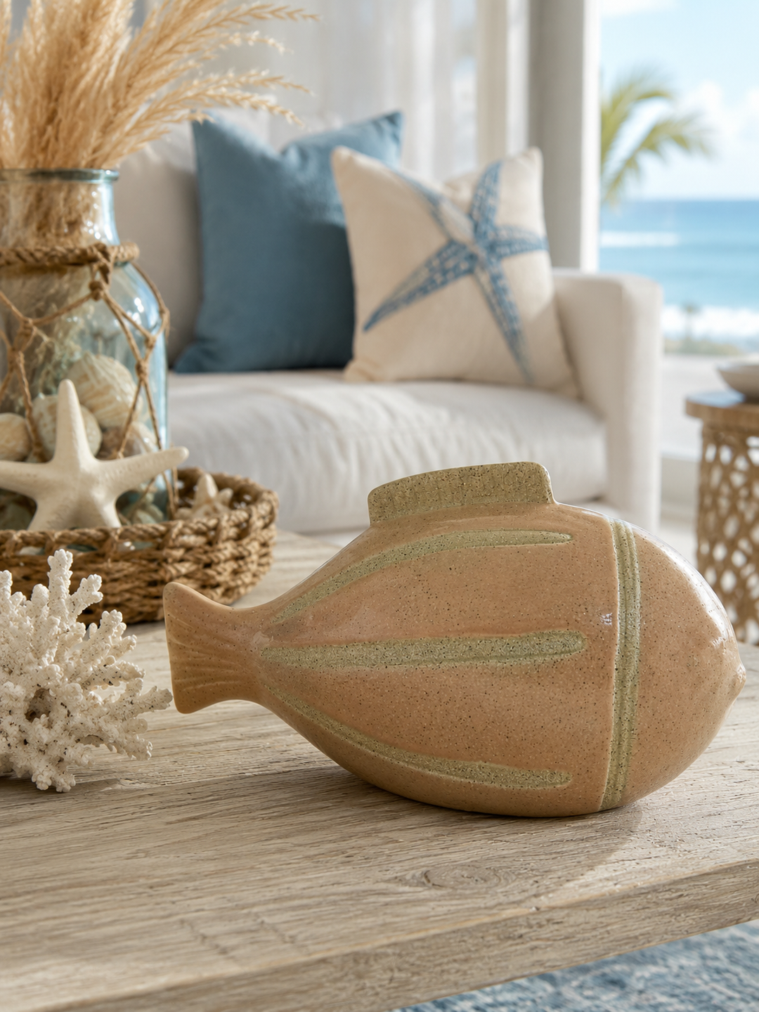 Coastal Fish Ceramic Decorative Vase
