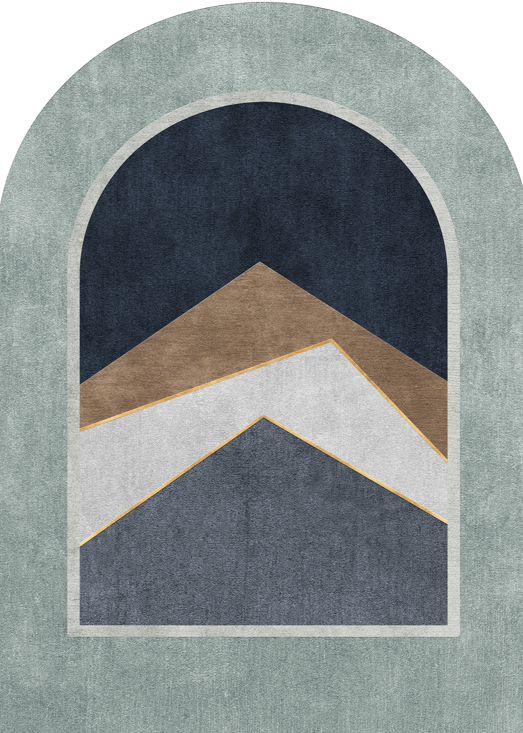 Wadi Home abstract arch mountain landscape wall art in blue, brown, white, and gold