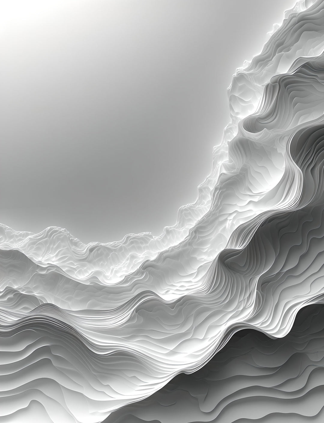 Wadi Home abstract monochromatic mountain landscape wall art with textured layers and subtle gradients.