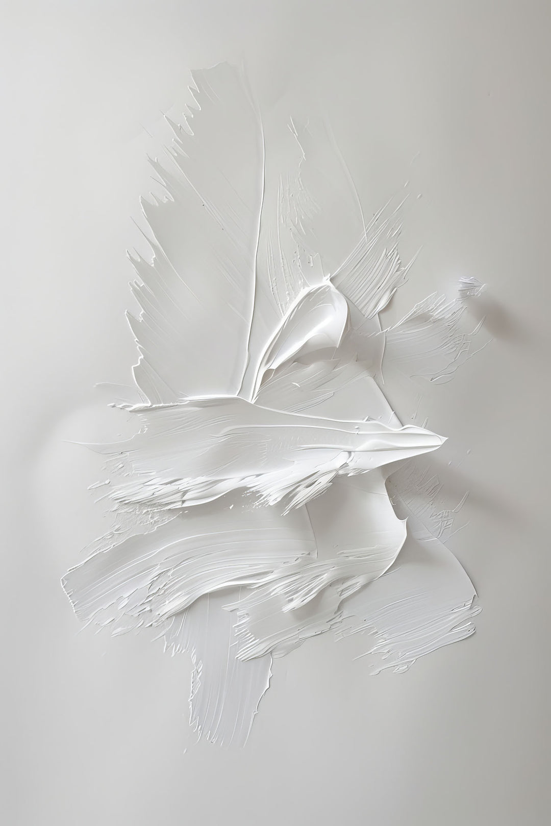Wadi Home textured abstract white wall art with bold brushstrokes, minimalist design.