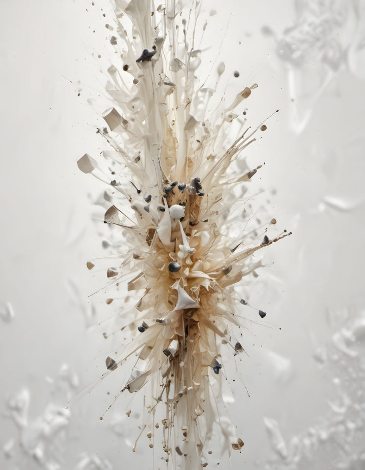 Wadi Home Abstract Burst Wall Art in neutral tones with dynamic textures and organic flow, modern sophistication.