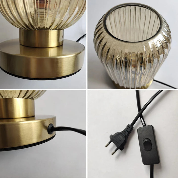 Modern Glass Table Lamp with Brass Base