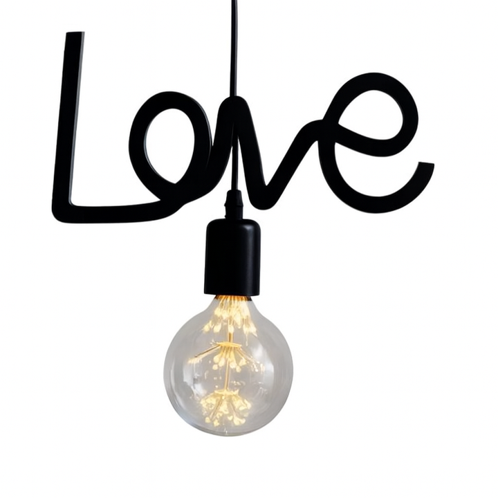 Pendant Light with 'LOVE' Design and Pink Finish