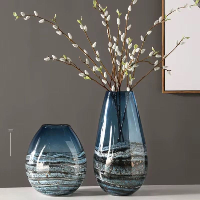 Blue Gradient Glass Vase Set of 2