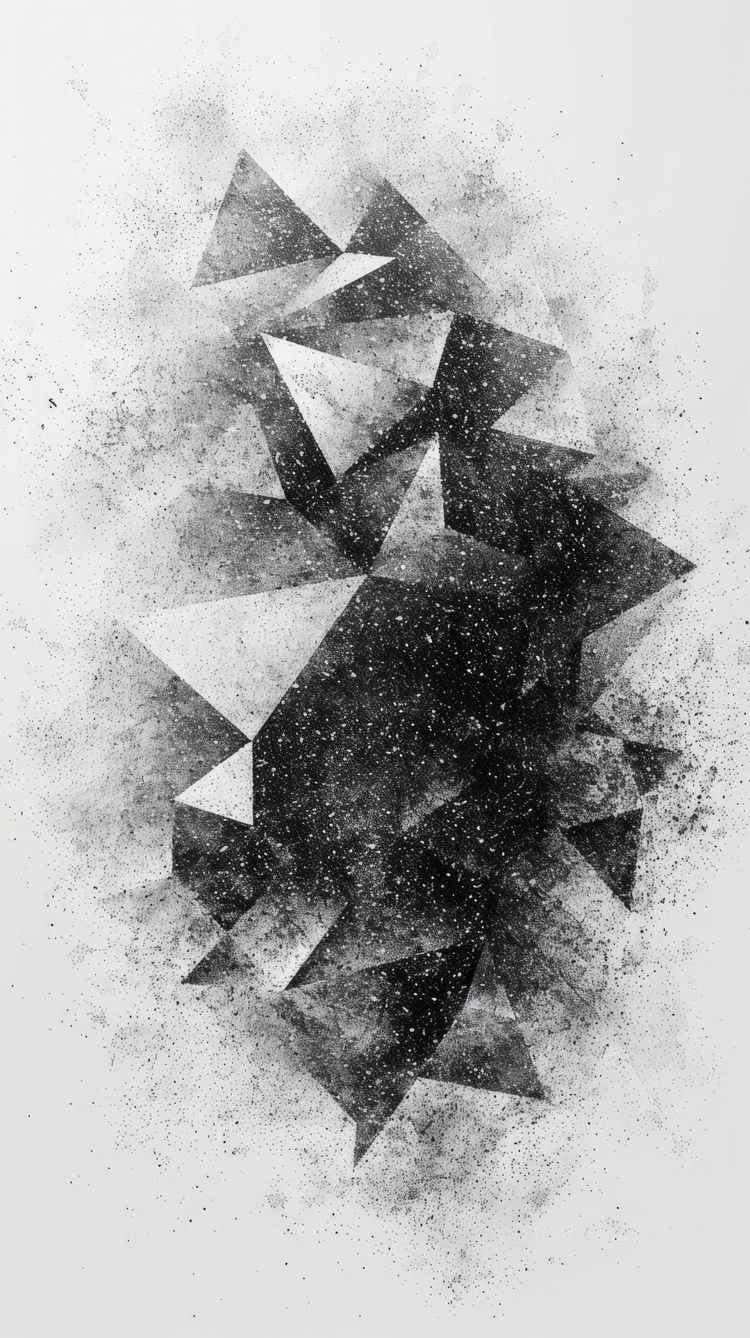 Wadi Home abstract geometric fragment wall art in monochromatic palette with textured, sketchy effect.