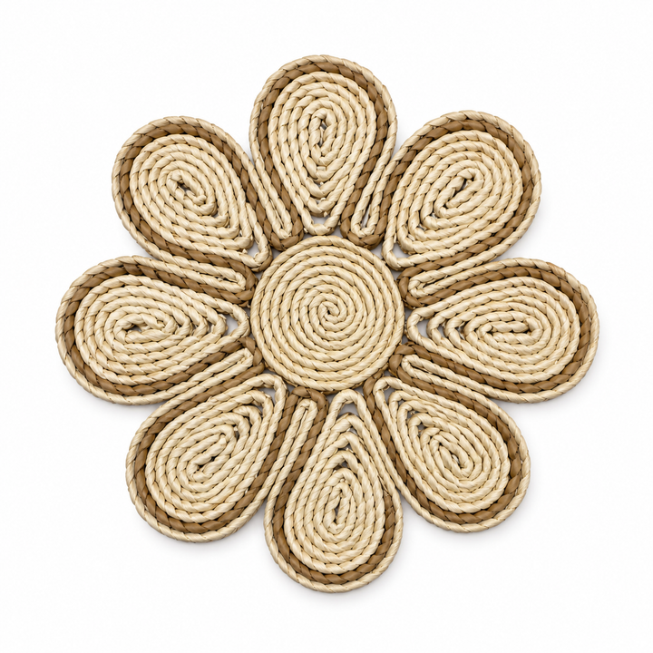 Leaf Square Flower Woven Trivet