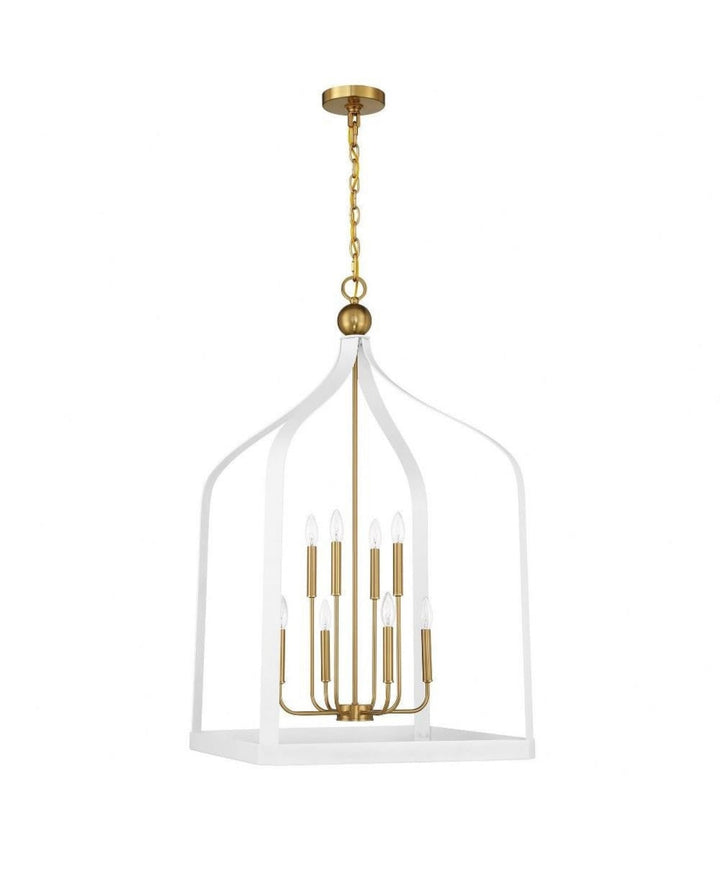 Elegant White and Gold Cage Chandelier