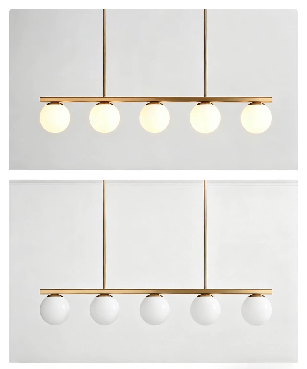 Modern Brass Or Black 5-Light Globe Pendant Chandelier