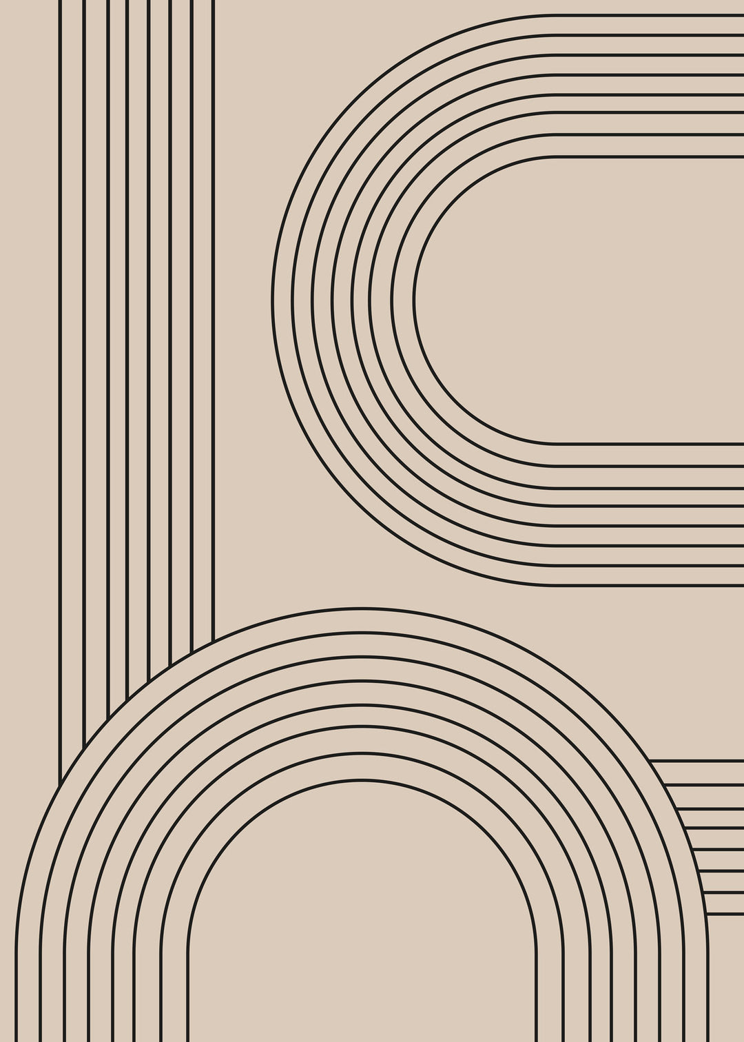 Wadi Home abstract arch geometric wall art with neutral colors and minimalist design.
