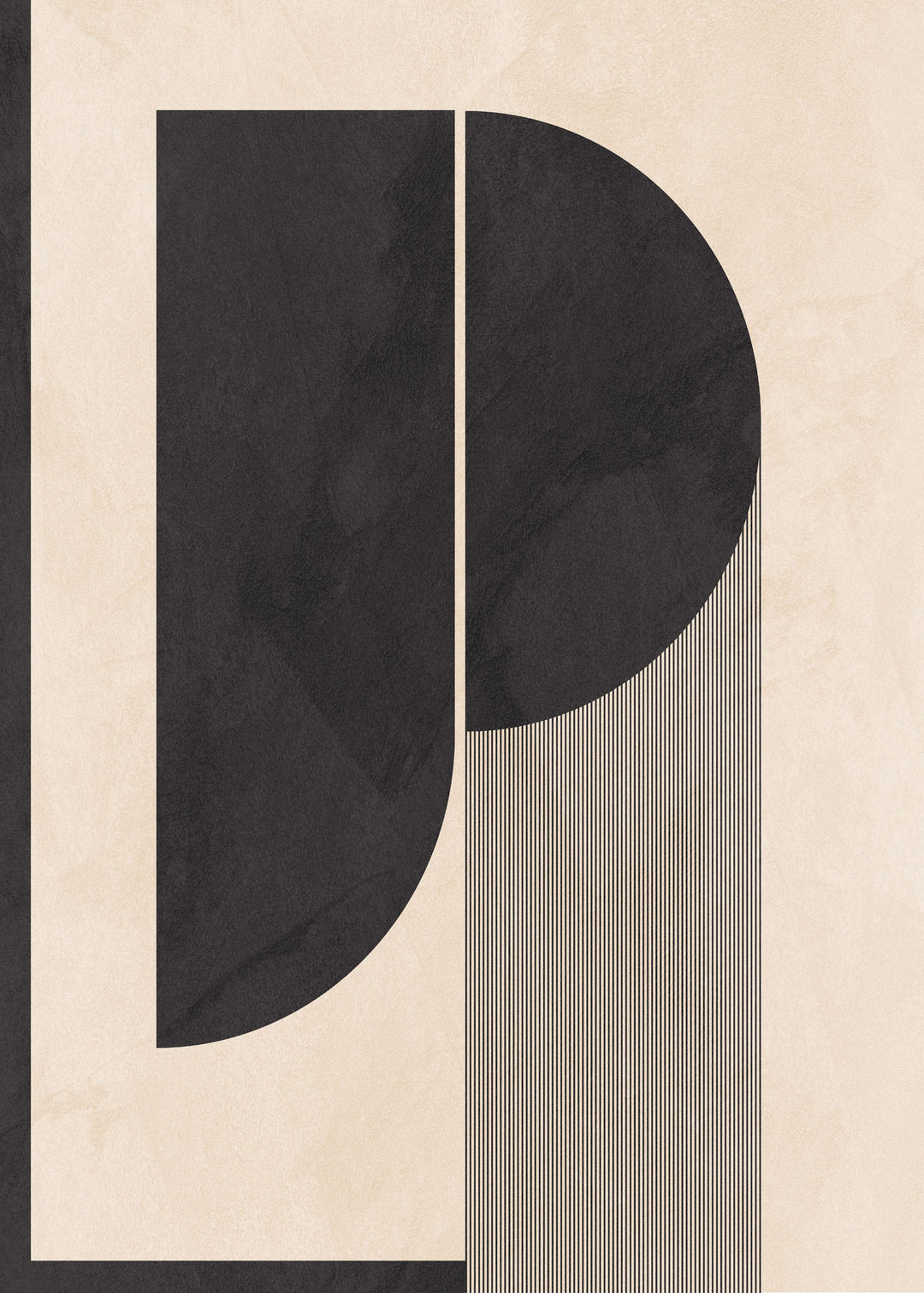 Wadi Home abstract geometric wall art in black and cream with minimalist design. Features clean lines and intriguing shapes.
