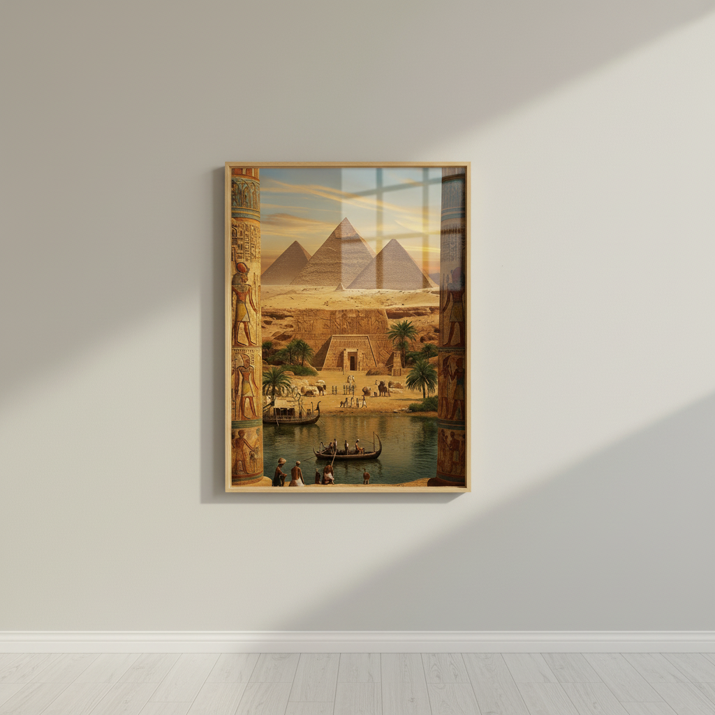 Ancient Egyptian Pyramids Nile Canvas Art