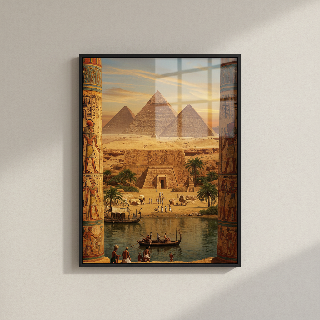 Ancient Egyptian Pyramids Nile Canvas Art