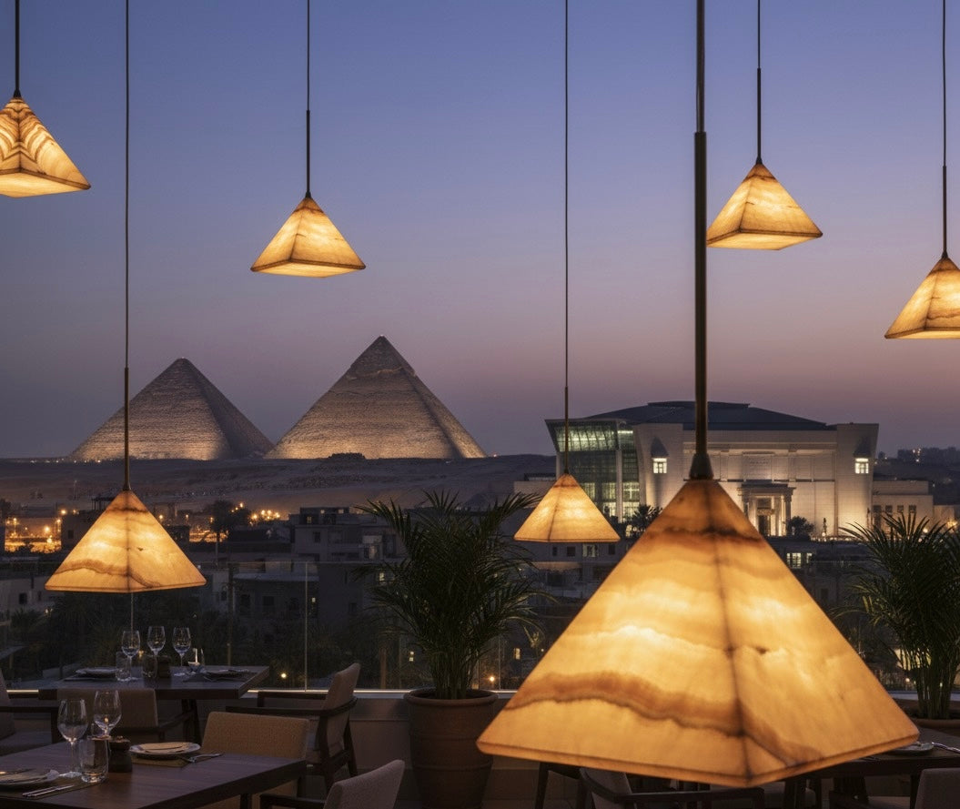 Warm Pyramid AlabasterPendant Light