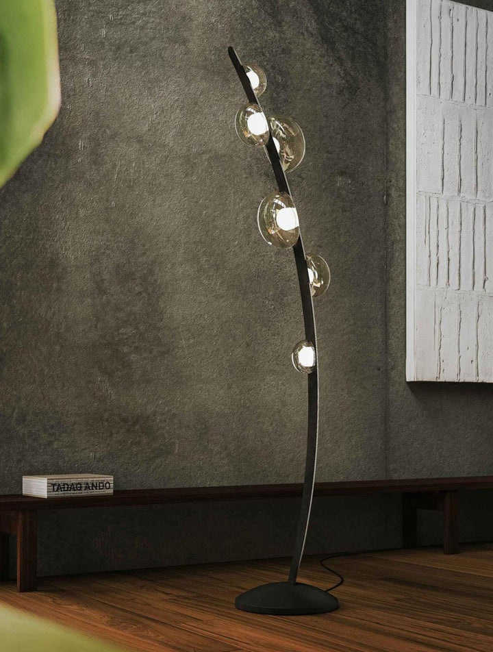 Modern Sculptural Floor Lamp with Glass Globe Shades