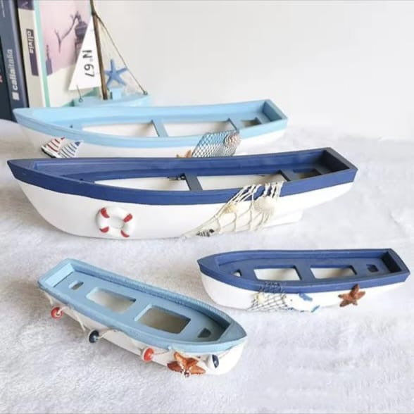 Nautical Wooden Boats Decor Set of 2