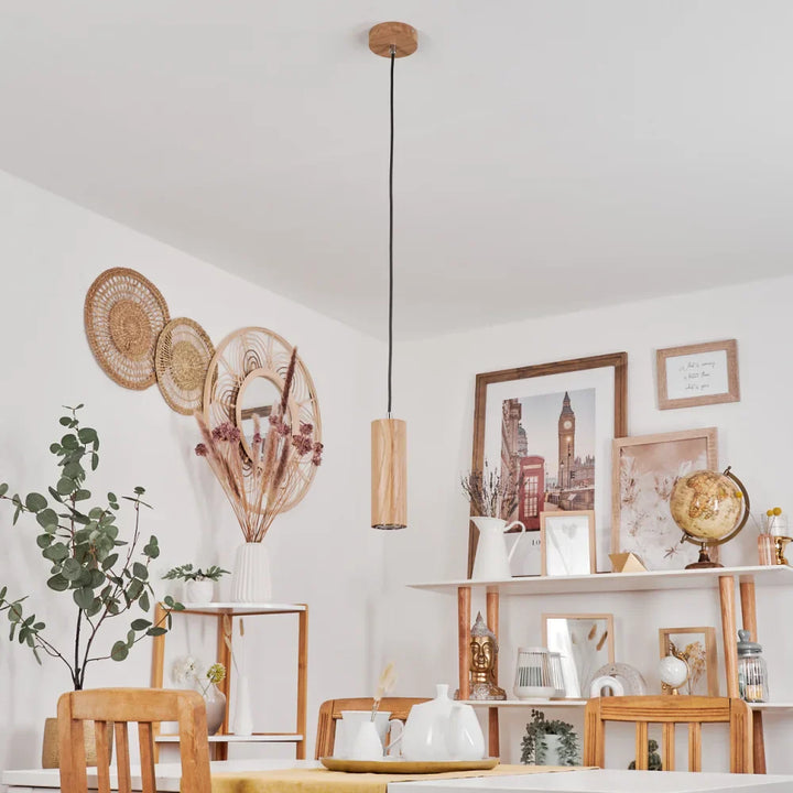 Rustic Quad Wooden Cylinder Pendant Light