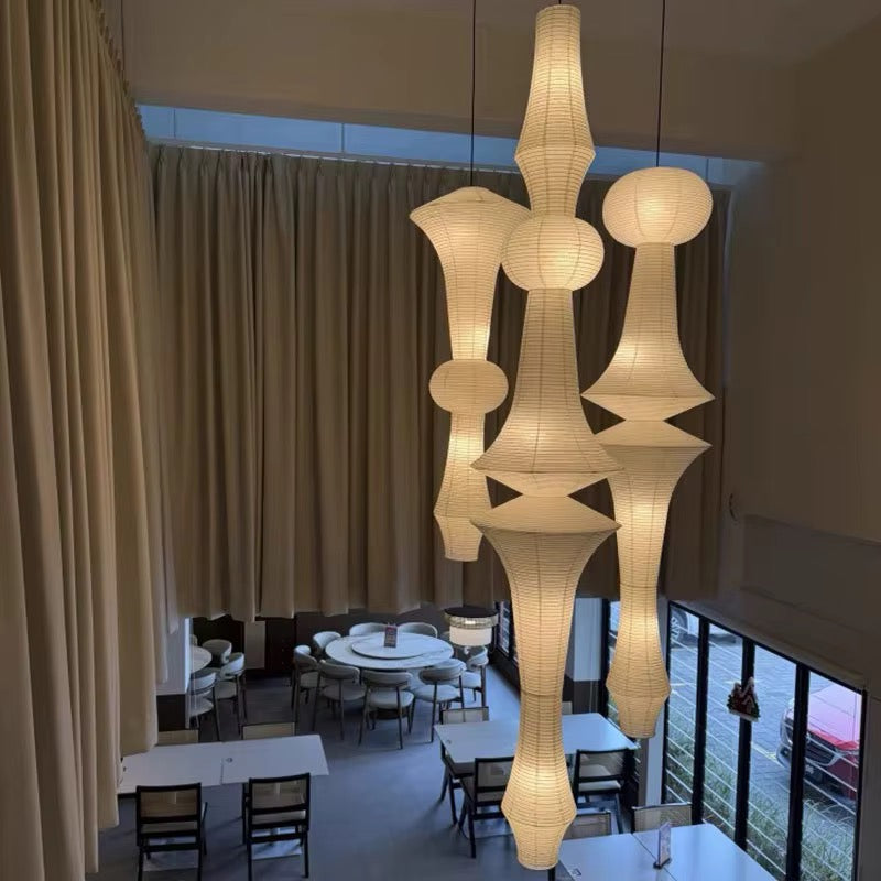 Sculptural Warm White Paper Pendant Light