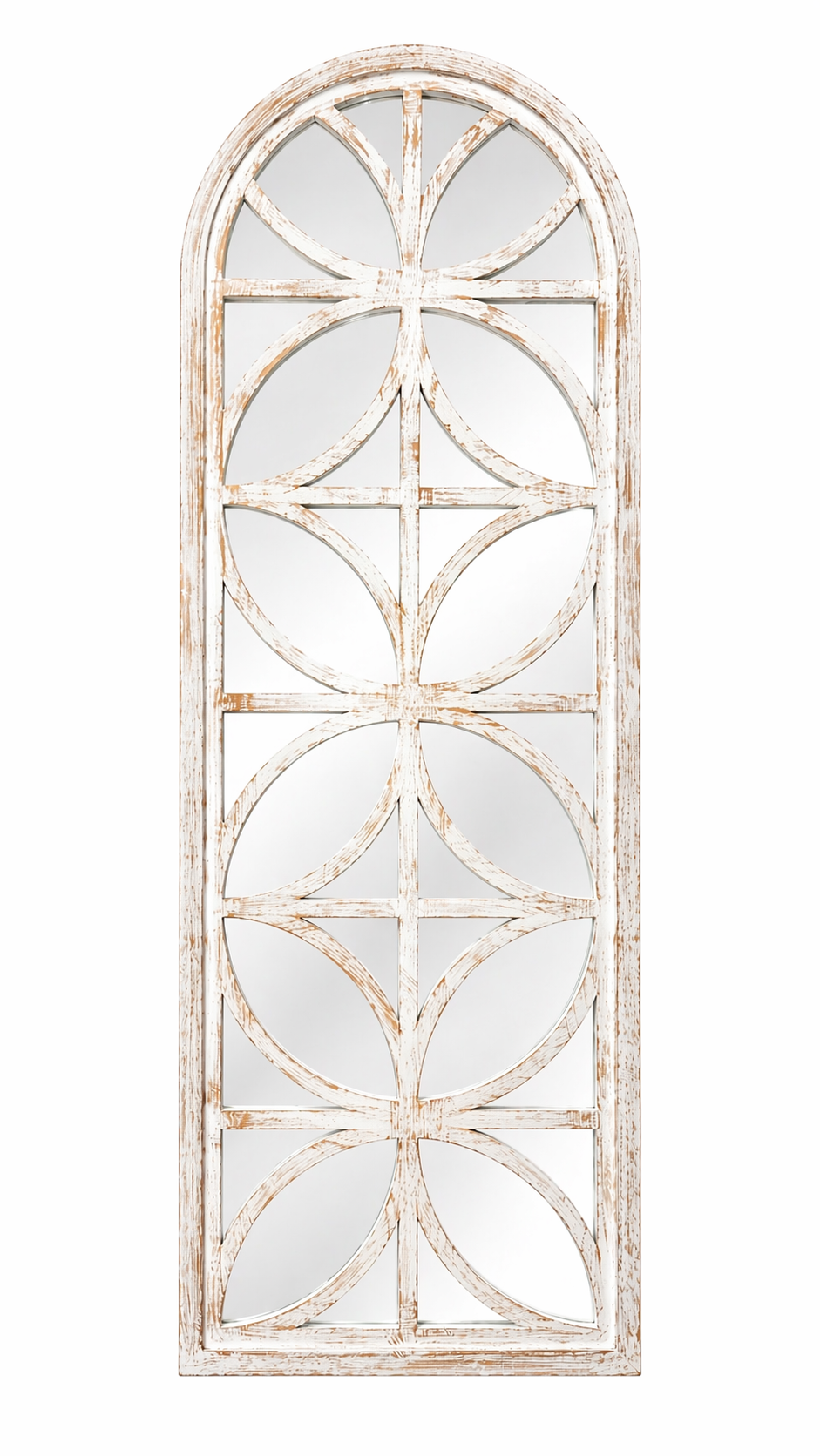Distressed Arch Window Mirror