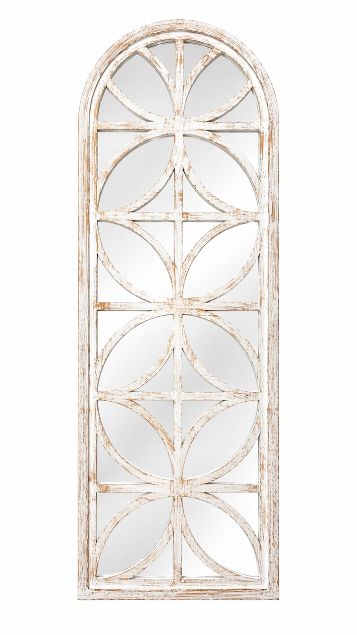 Distressed Arch Window Mirror
