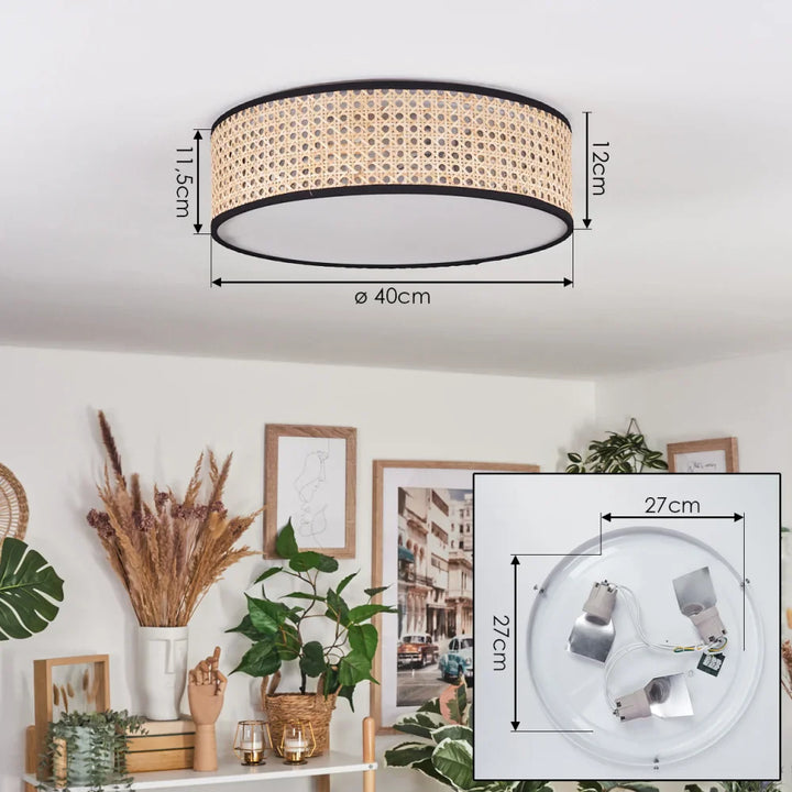Rustic Rattan Drum Ceiling Light