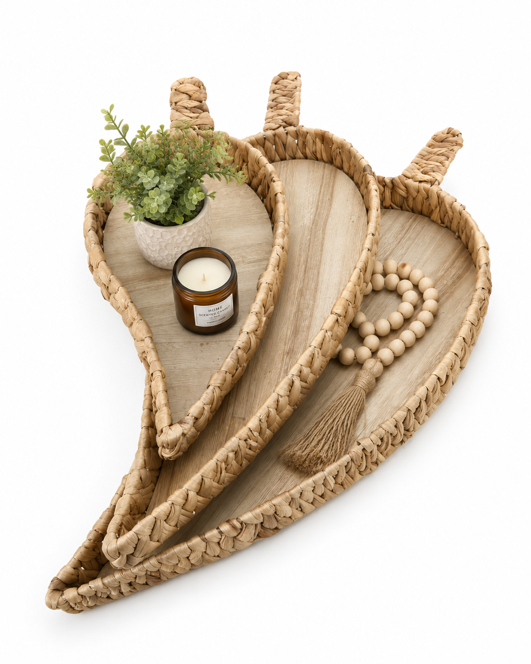 Leaf Woven Tray Set