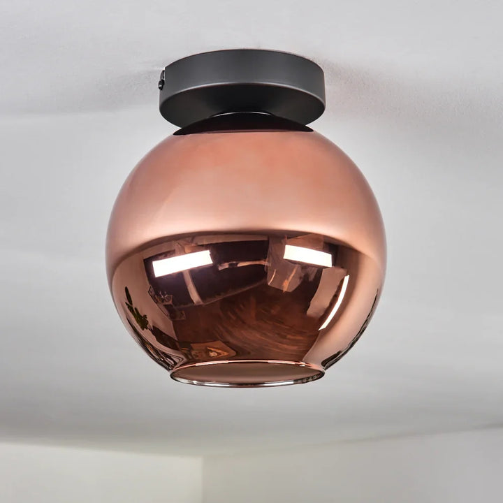 Modern Copper Glass Globe Ceiling Light