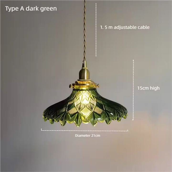Green Scalloped Glass Pendant Lamp