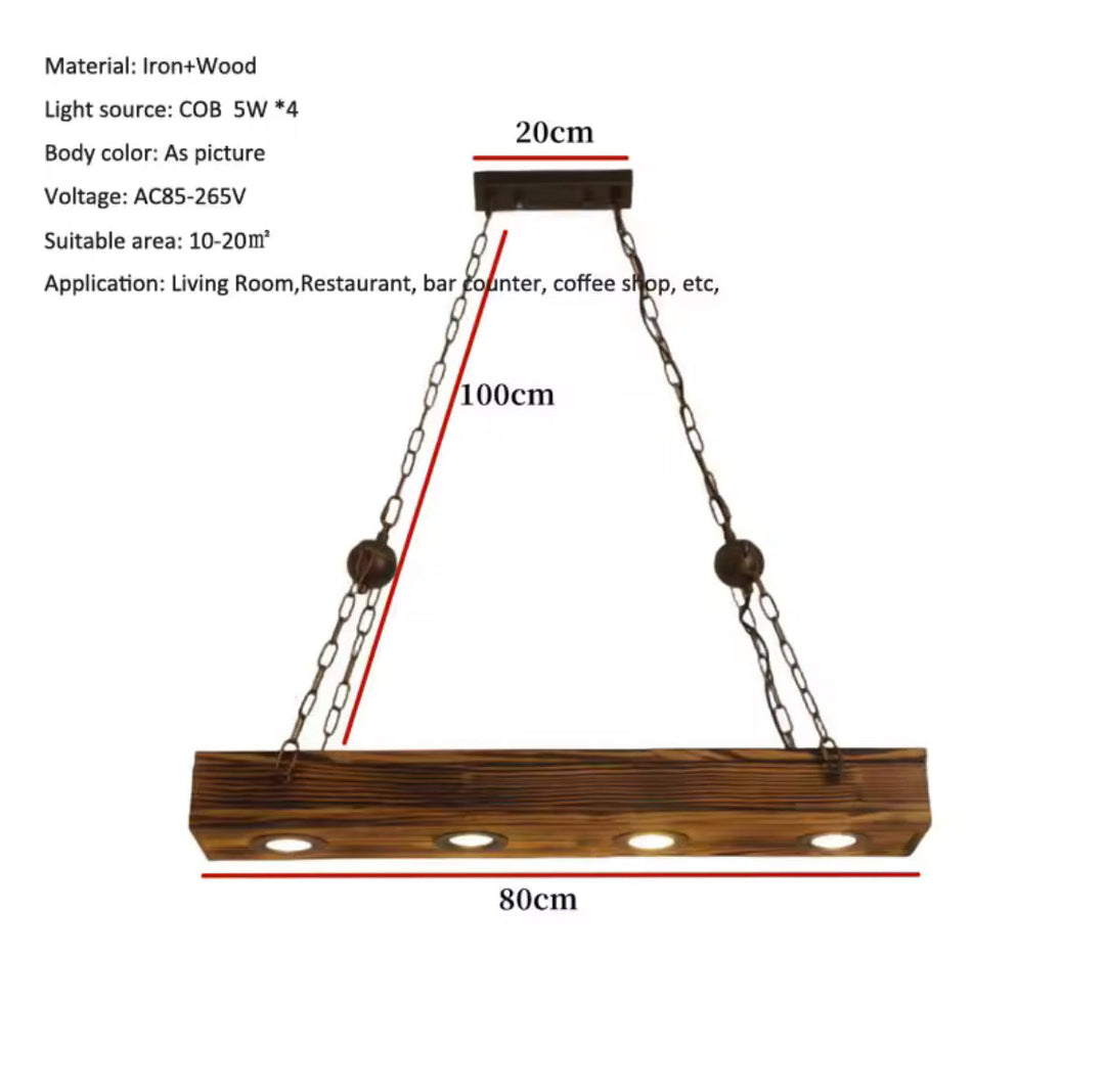 Rustic Wooden Linear Pendant Light