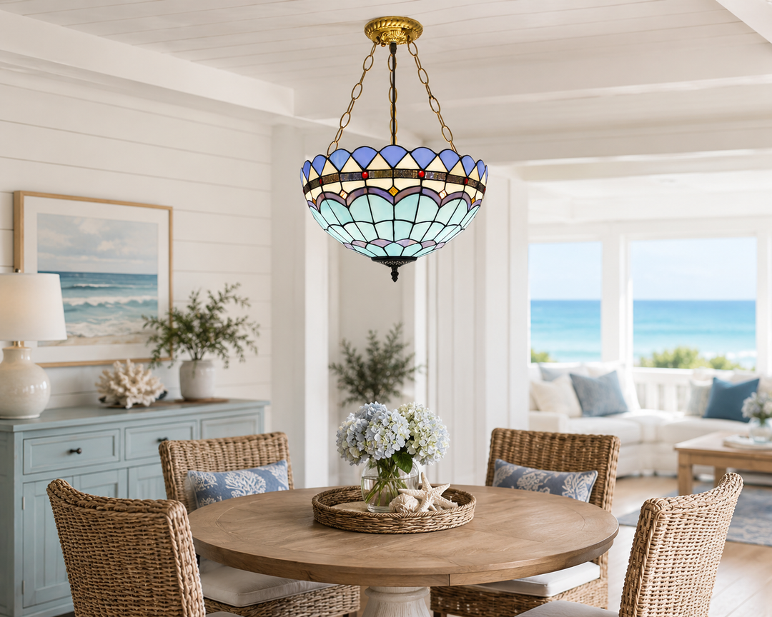 Azure Bloom Tiffany Chandelier