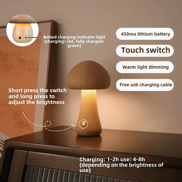 Wooden Rechargeable Table Lamp