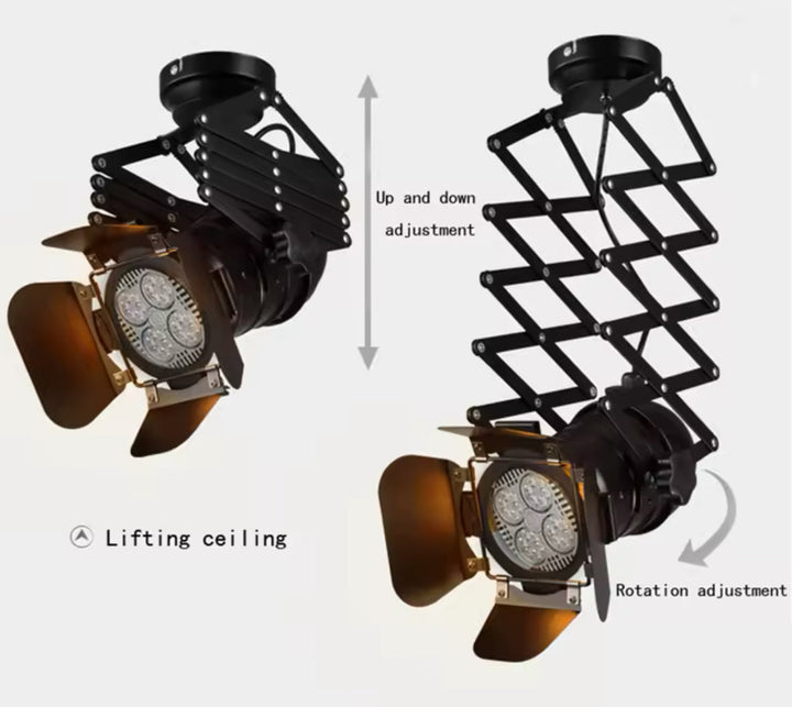 Industrial Ceiling Spotlight with Extendable Scissor Arm