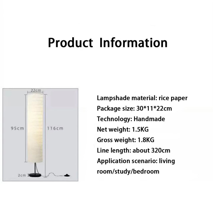 Cylindrical Beige Fabric Floor Lamp