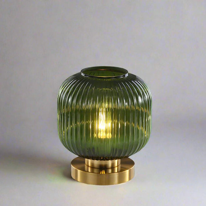 Modern Glass Table Lamp with Brass Base