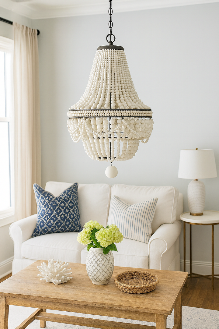 White Beaded Chandelier