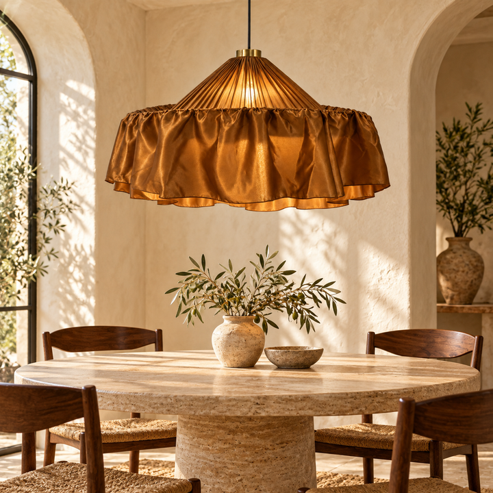 Bronze Satin Fabric Pendant Light