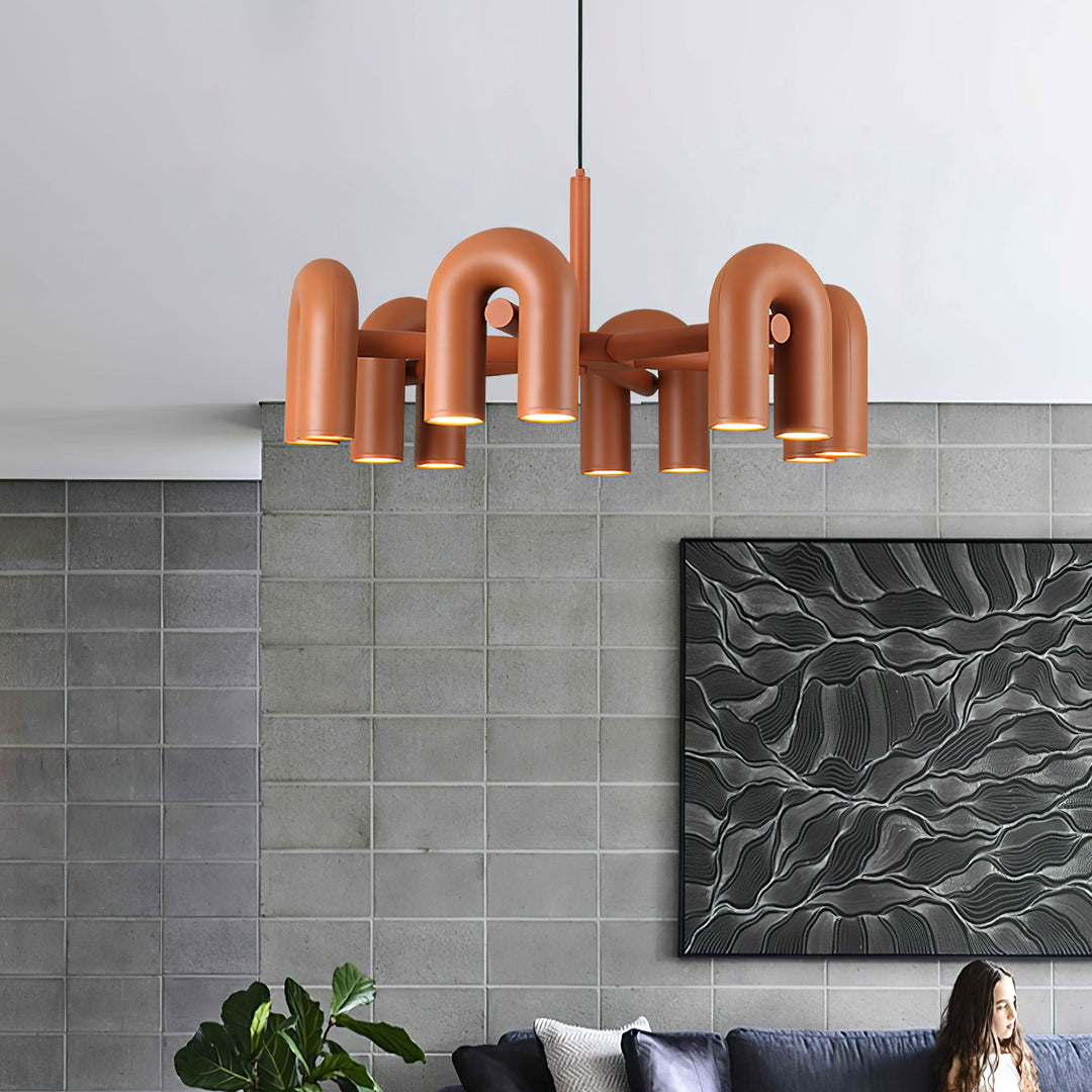 Modern GREY Tube Chandelier
