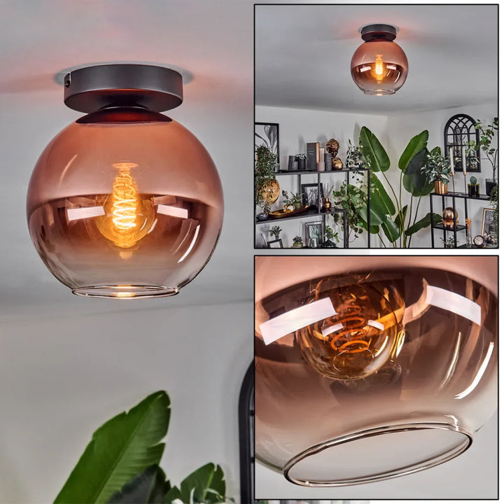 Modern Rose Gold Glass Globe Ceiling Light