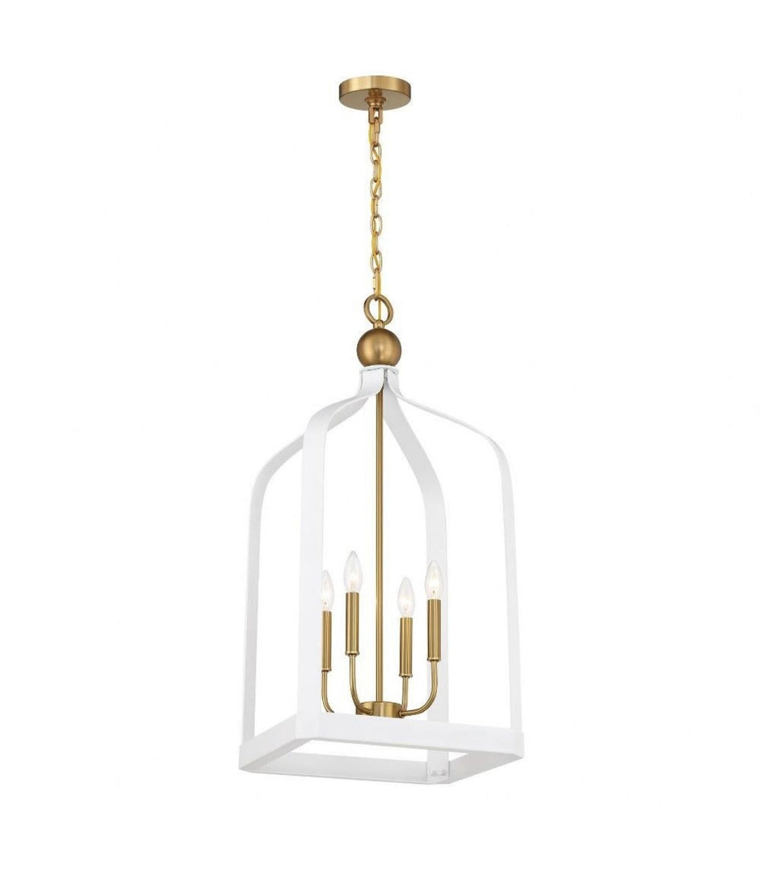 Elegant White and Gold Cage Chandelier