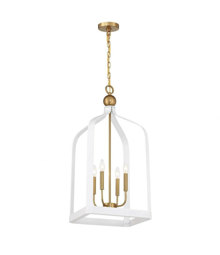 Elegant White and Gold Cage Chandelier