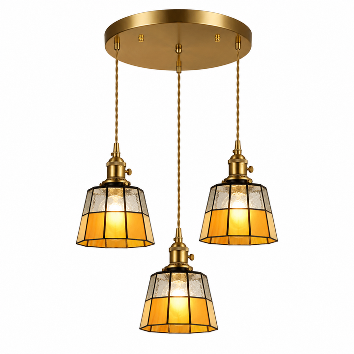 Amber Tiffany Triple Pendant Chandelier