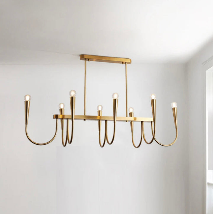 Modern Gold or Black Chandelier with Elegant Curved Design